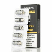 Genuine VooPoo VINCI PnP VM6 0.15 ohm mesh vape coils for 60–80W direct-to-lung vaping, pack of 5 replacement coils